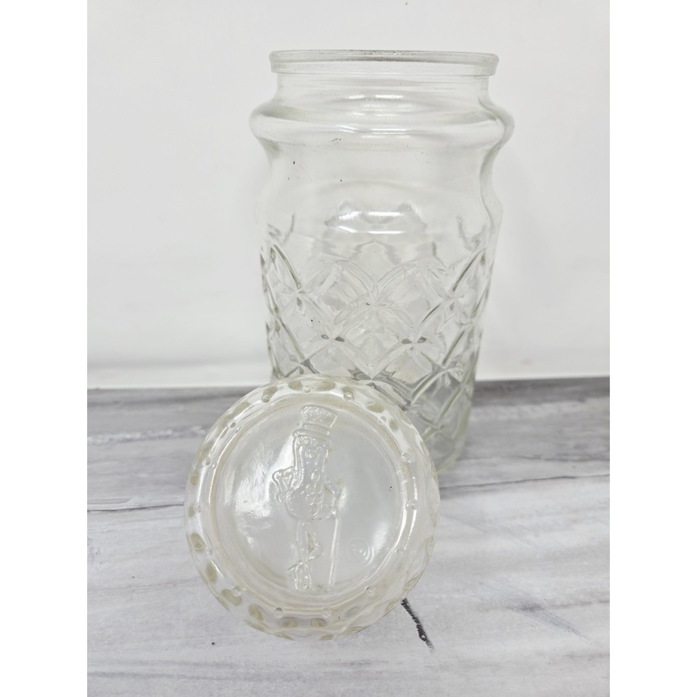 1984 Planters Mr. Peanut Glass‎ Jar w/ Lid – Embossed Logo & Diamond Pattern